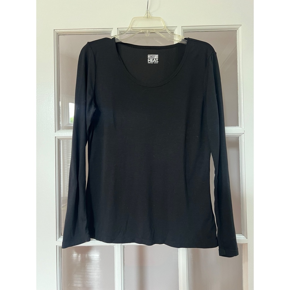 32 Degrees Heat Black Scoop Neck Long Sleeve Shirt